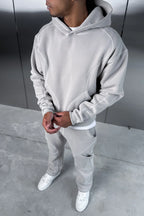 Grey Contrast Stitch Tracksuit Set (Hoodie + Joggers) | Pre Black Friday Offer