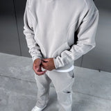 Grey Contrast Stitch Tracksuit Set (Hoodie + Joggers) | Pre Black Friday Offer